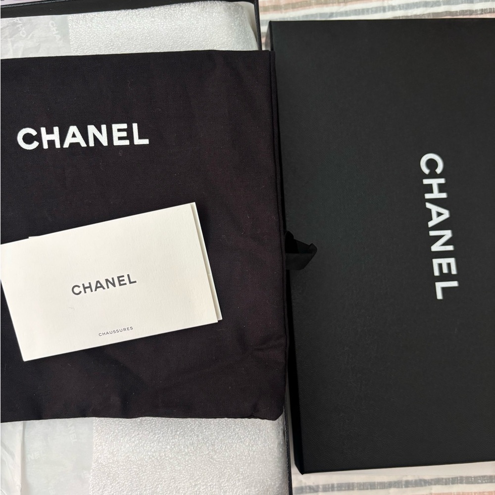 CHANEL Black & White Logo Slide Mules - Picture 8 of 9